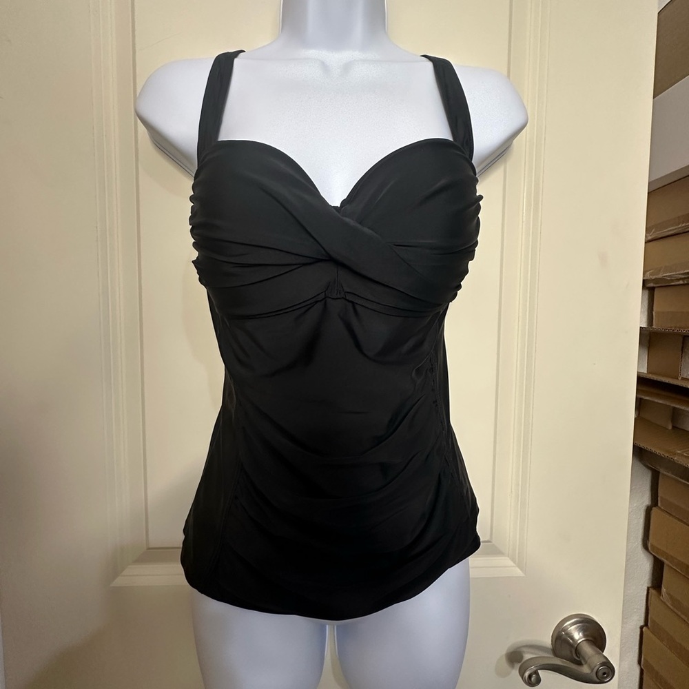 Black Tankini Swim Top 12 - Picture 3 of 4